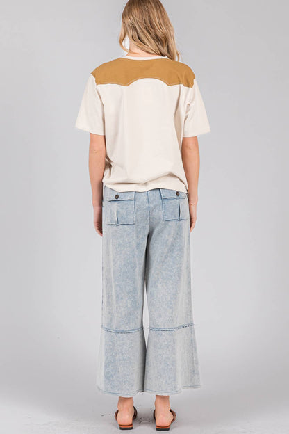 MINERAL WASHED TERRY KNIT PANTS DENIM