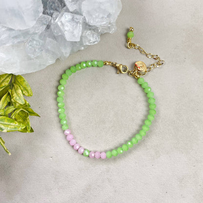 Mia// Guava Crystal Beaded Delicate Bracelet