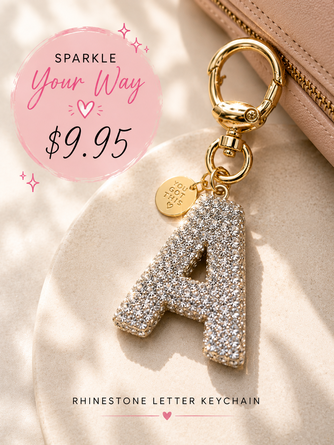 Sparkling Initial Keychain
