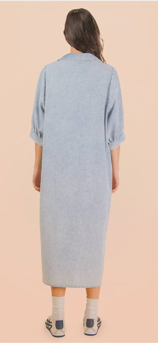 Washed Denim Midi Dress