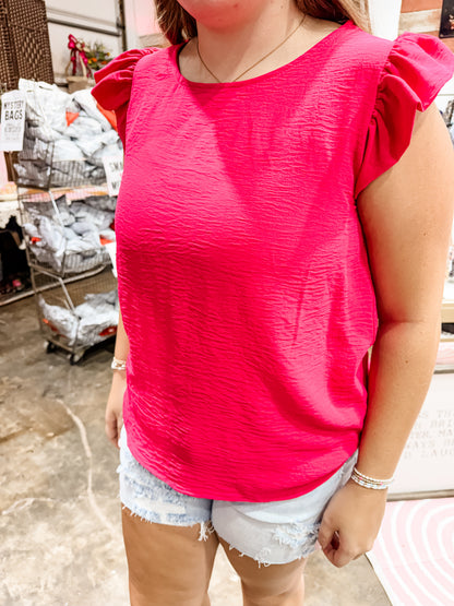 Linen Ruffled Sleeve Top