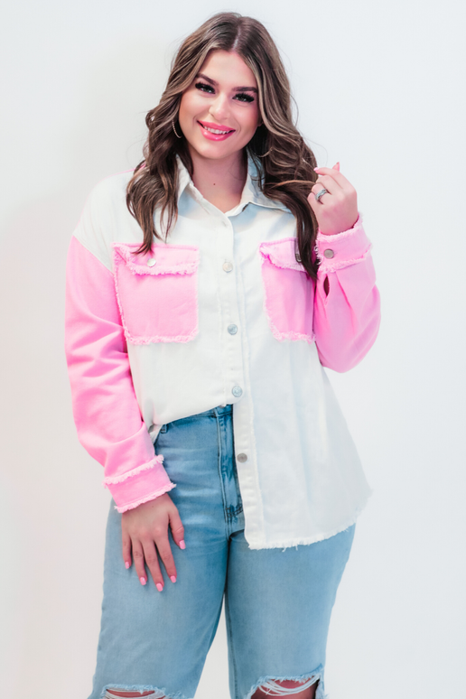 Abigail Color Block Jacket: Pink