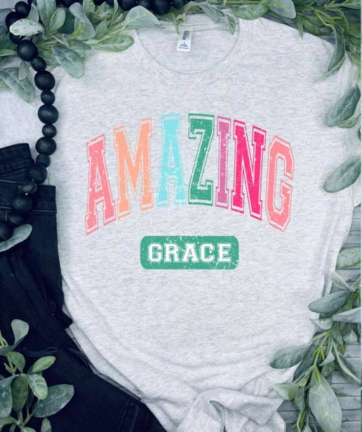 Amazing Grace T-shirt: Jerzee Ash Grey