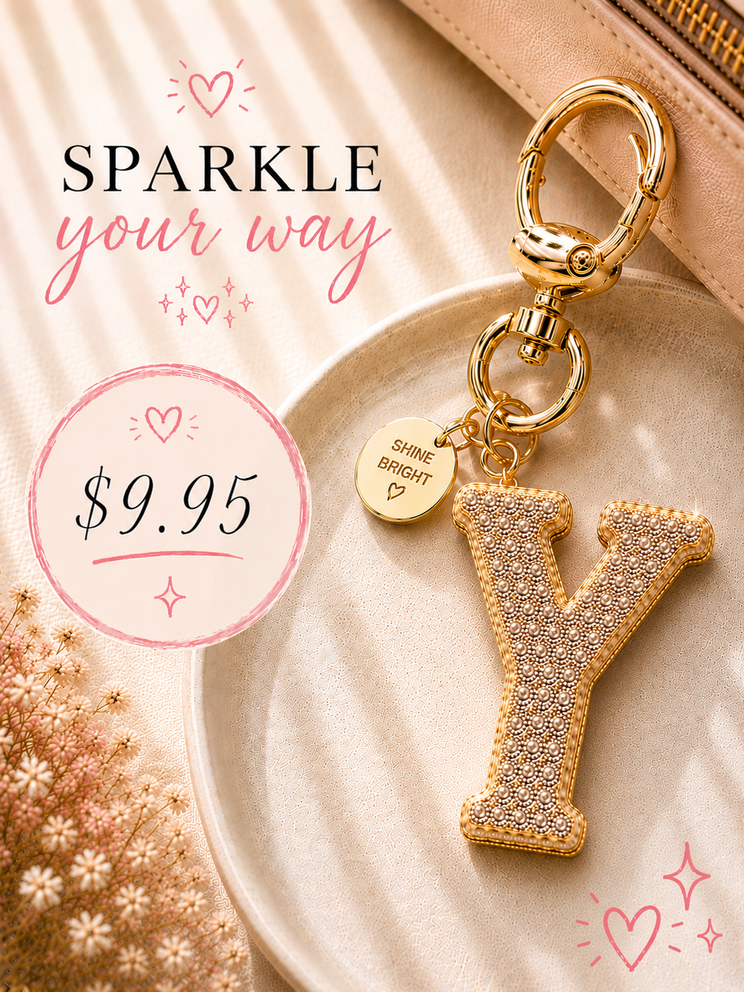 Sparkling Initial Keychain