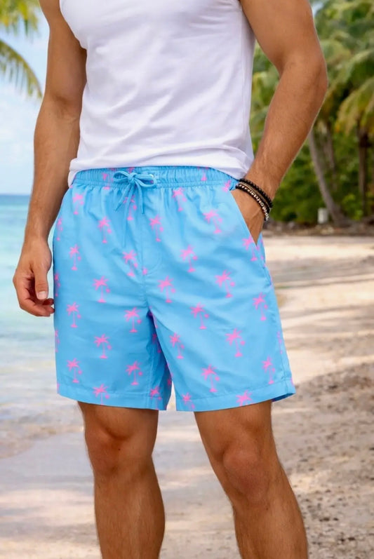 Men’s Swim Trunks Pink Palm