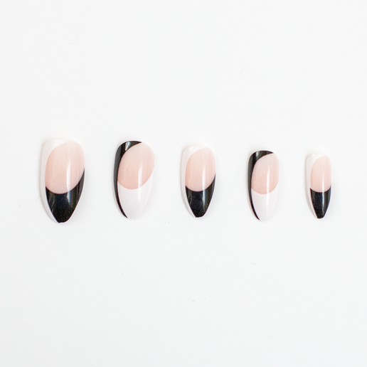 Black & White | Neutral Bold Swirl Tip Almond Press-On Nails