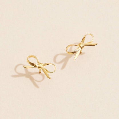Bow 18K Gold Dip Stud Earrings: Gold