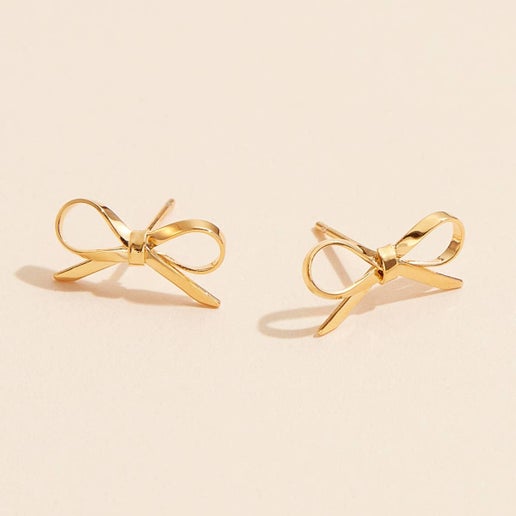 Bow 18K Gold Dip Stud Earrings: Gold