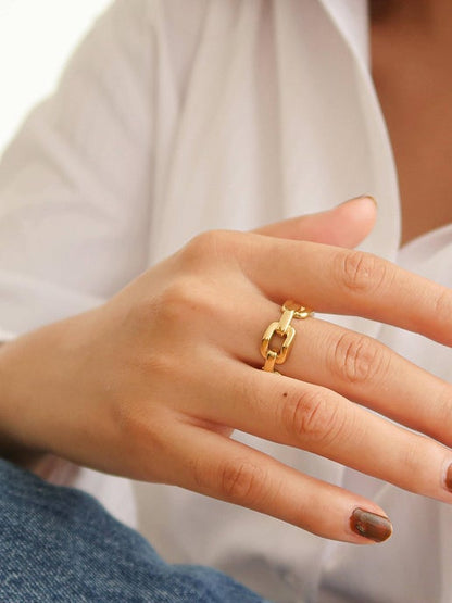 Brooklyn 18K Gold Stack Braided Non-Tarnish Ring: Yellow Gold, 7