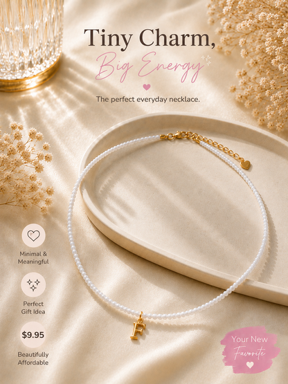 Beaded bubble letter necklace