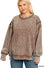 ACID WASH EXPOSED-SEAM FLEECE SWEATSHIRT