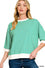KELLY GREEN STRIPED CONTRAST TRIM BANDED BOTTOM TOP