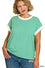 PLUS STRIPE CONTRAST TRIM TOP