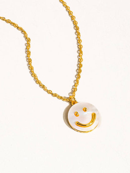 Cecil 18K Gold Smiley Face Necklace & Studs : Yellow Gold, Studs