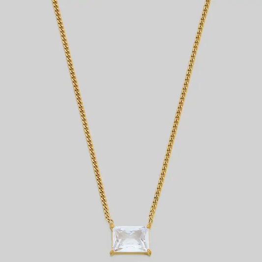 Clear Square Gemstone Necklace