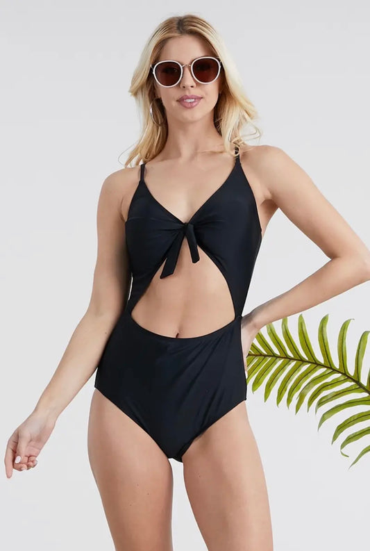 Womens Tie Front Cutout Bathing Suit