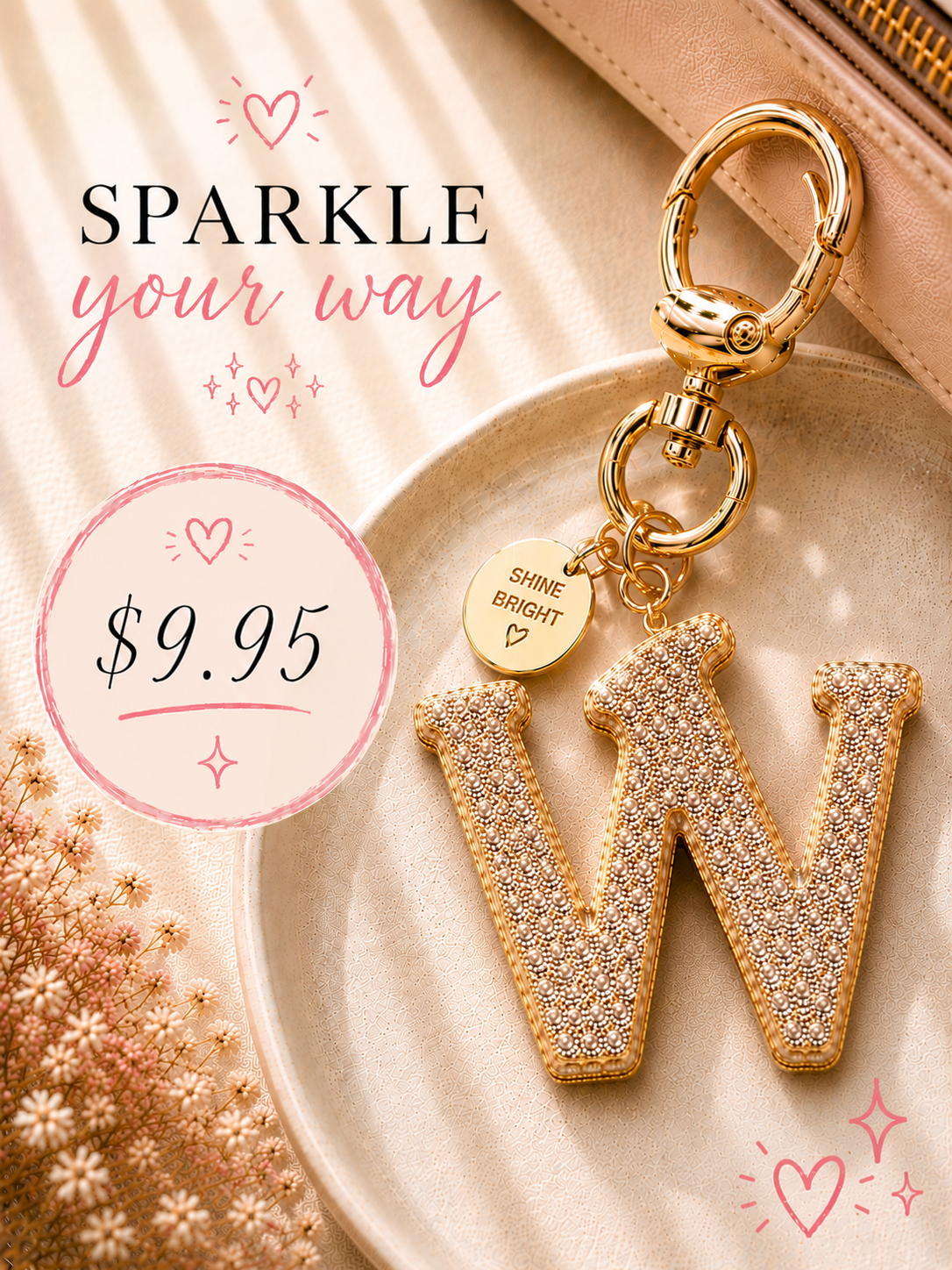 Sparkling Initial Keychain