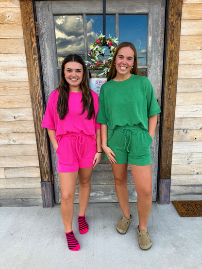 RAISED RIB SHORT SLEEVE TEE & SHORT PANTS SET