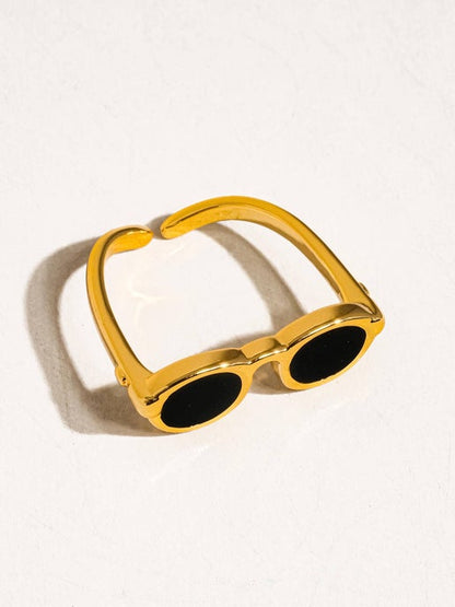 Dean  18K Gold Sunglasses Adjustable Ring: Black