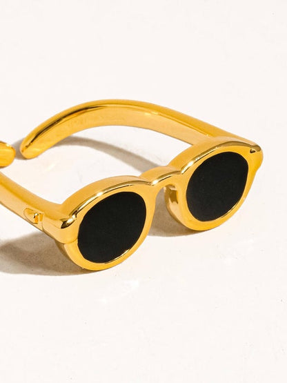 Dean  18K Gold Sunglasses Adjustable Ring: Black