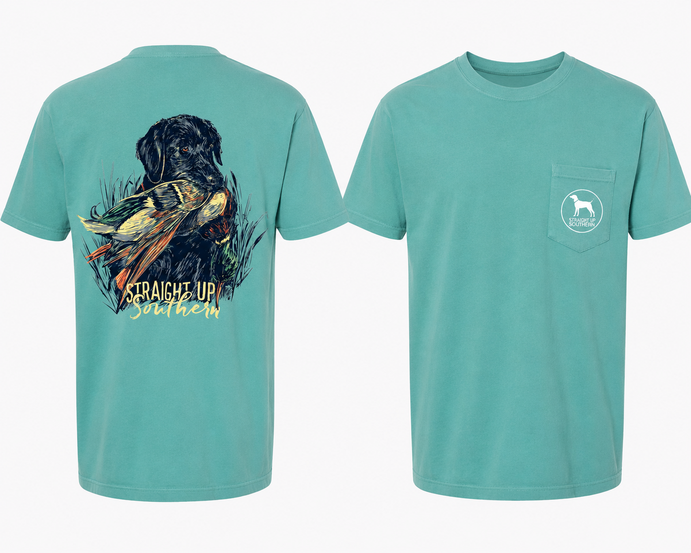 Straight up Southern Duck Dog Pocket T-Shirt