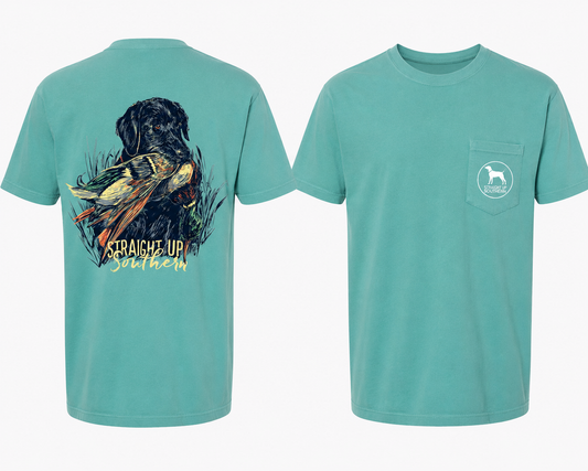 Straight up Southern Duck Dog Pocket T-Shirt