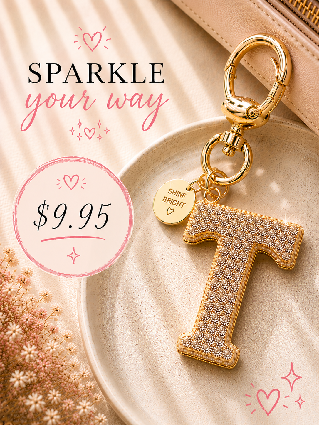 Sparkling Initial Keychain