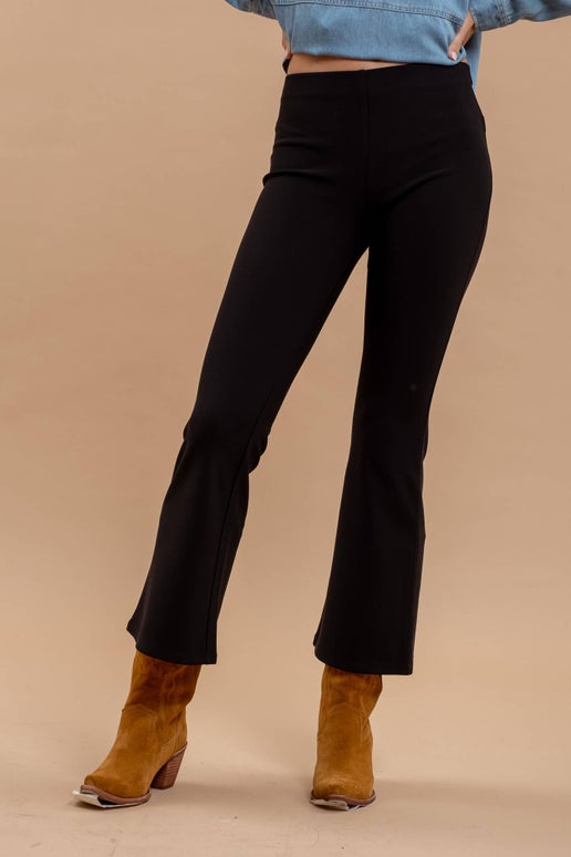 HIGH WAIST FLARE PANTS: BLACK