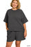 PLUS RIBBED ROUND NECK WAIST BANDED TEE & SHORTS SET