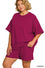 PLUS RIBBED ROUND NECK WAIST BANDED TEE & SHORTS SET