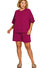 PLUS RIBBED ROUND NECK WAIST BANDED TEE & SHORTS SET