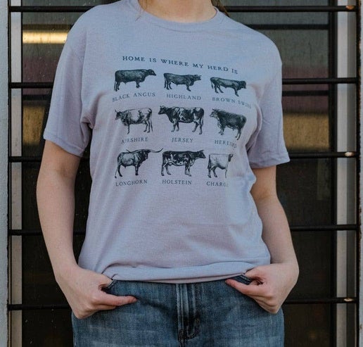 Home is where my herd is (T-Shirt): Jerzee Silver, XL