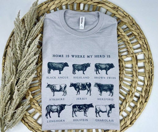 Home is where my herd is (T-Shirt): Jerzee Silver, XL