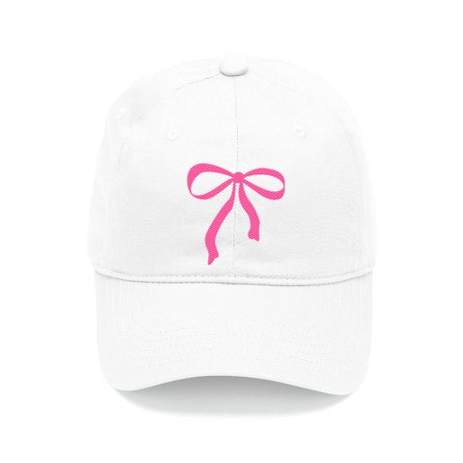 Hot Pink Bow White Cap