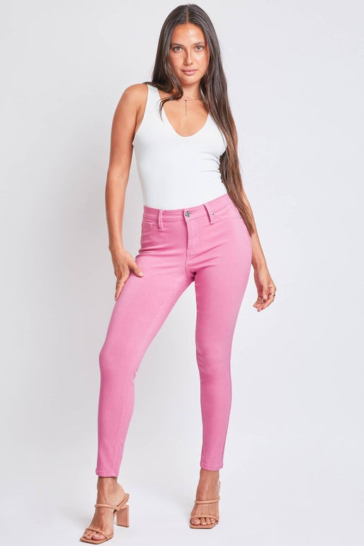 Hyperstretch Mid-Rise Skinny Jean: XL, Junior, Flamingo