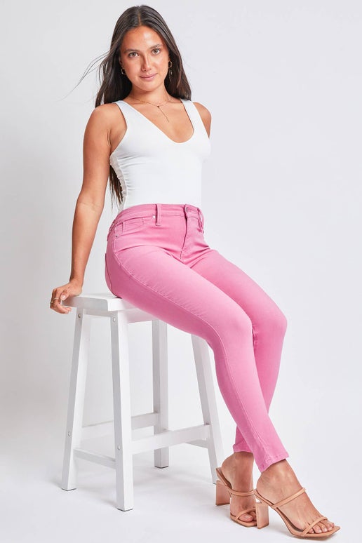 Hyperstretch Mid-Rise Skinny Jean: XL, Junior, Flamingo