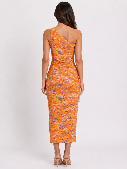 Sunset Coast One Shoulder Midi Dress