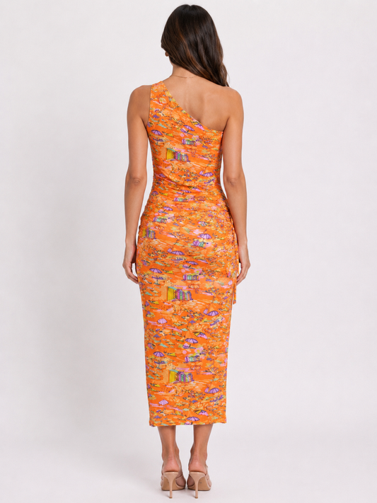 Sunset Coast One Shoulder Midi Dress