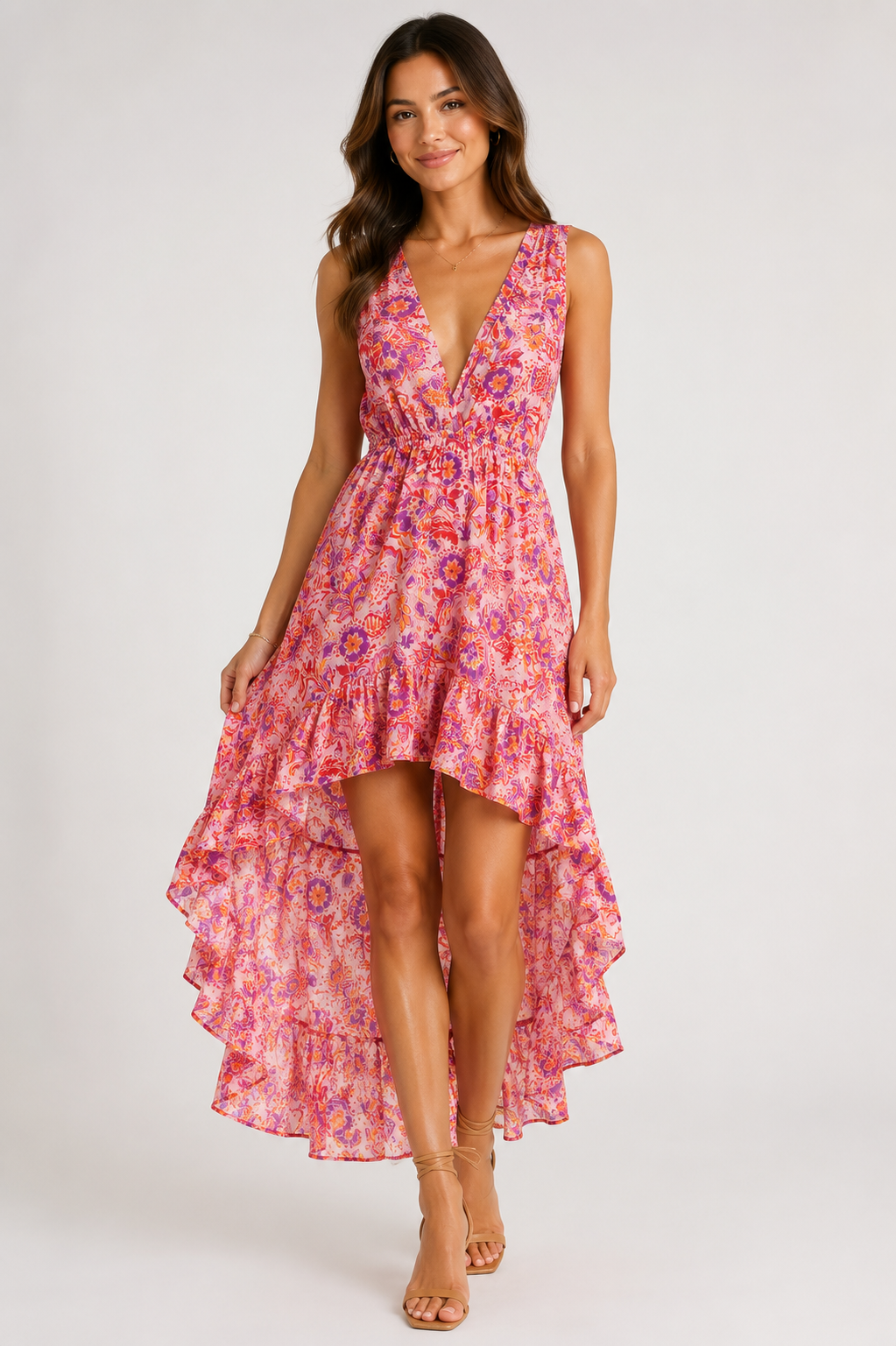 Tropical Paisley Hi Low Dress