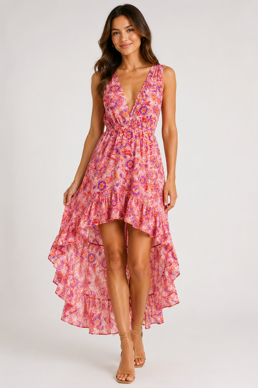Tropical Paisley Hi Low Dress