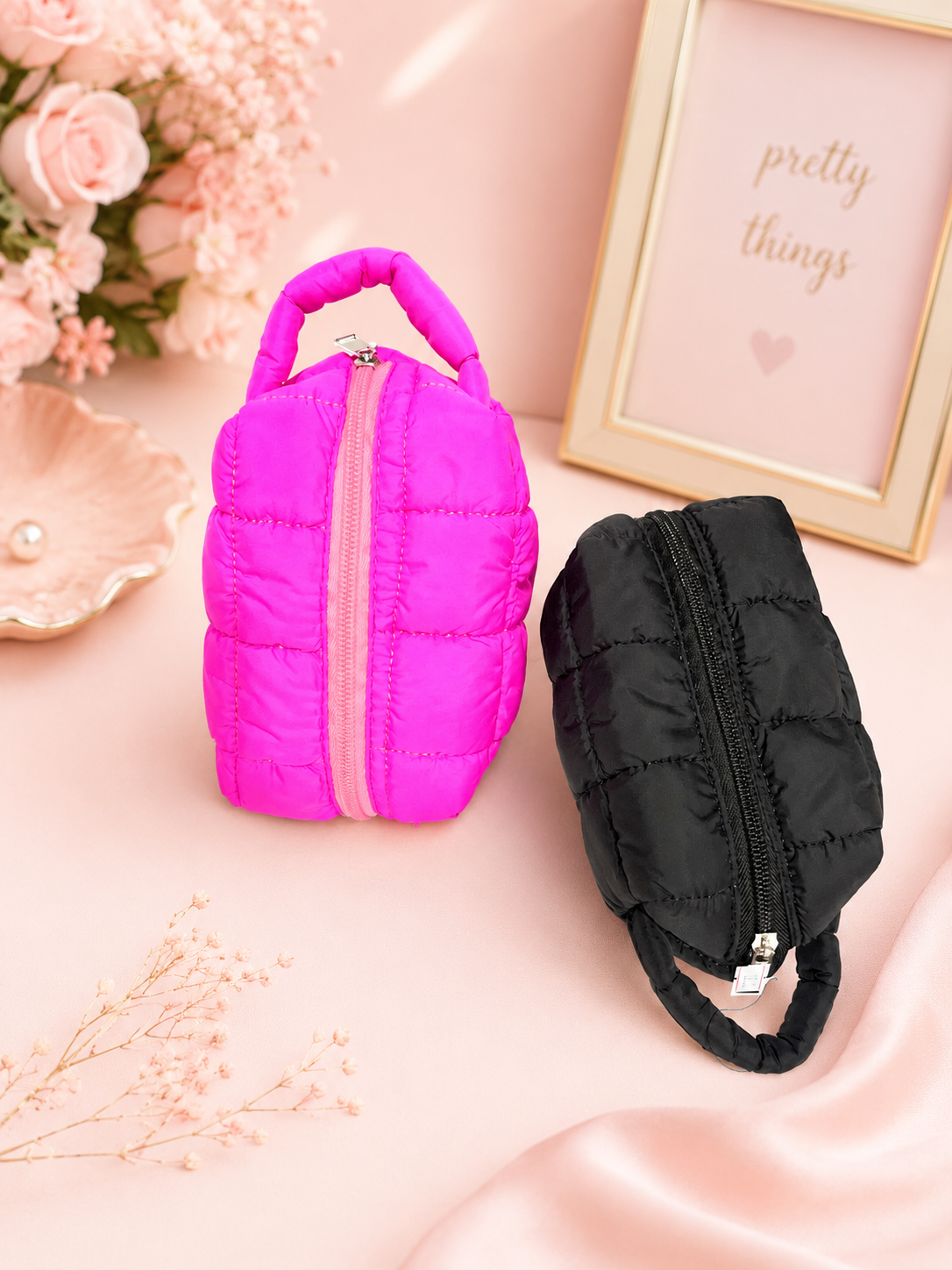 Mini Quilted Puffer Cosmetic bag