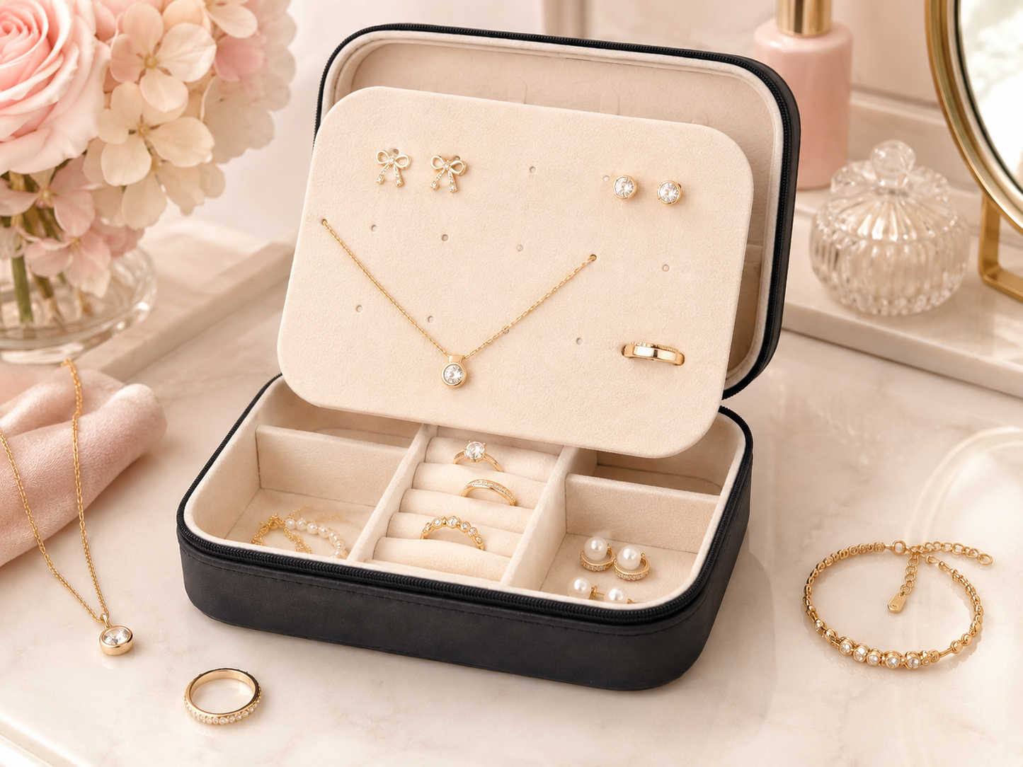 Travel Jewelry Organizer Case