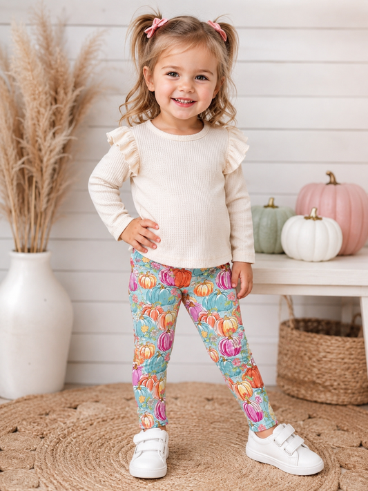 Girls Pumpkin Leggings
