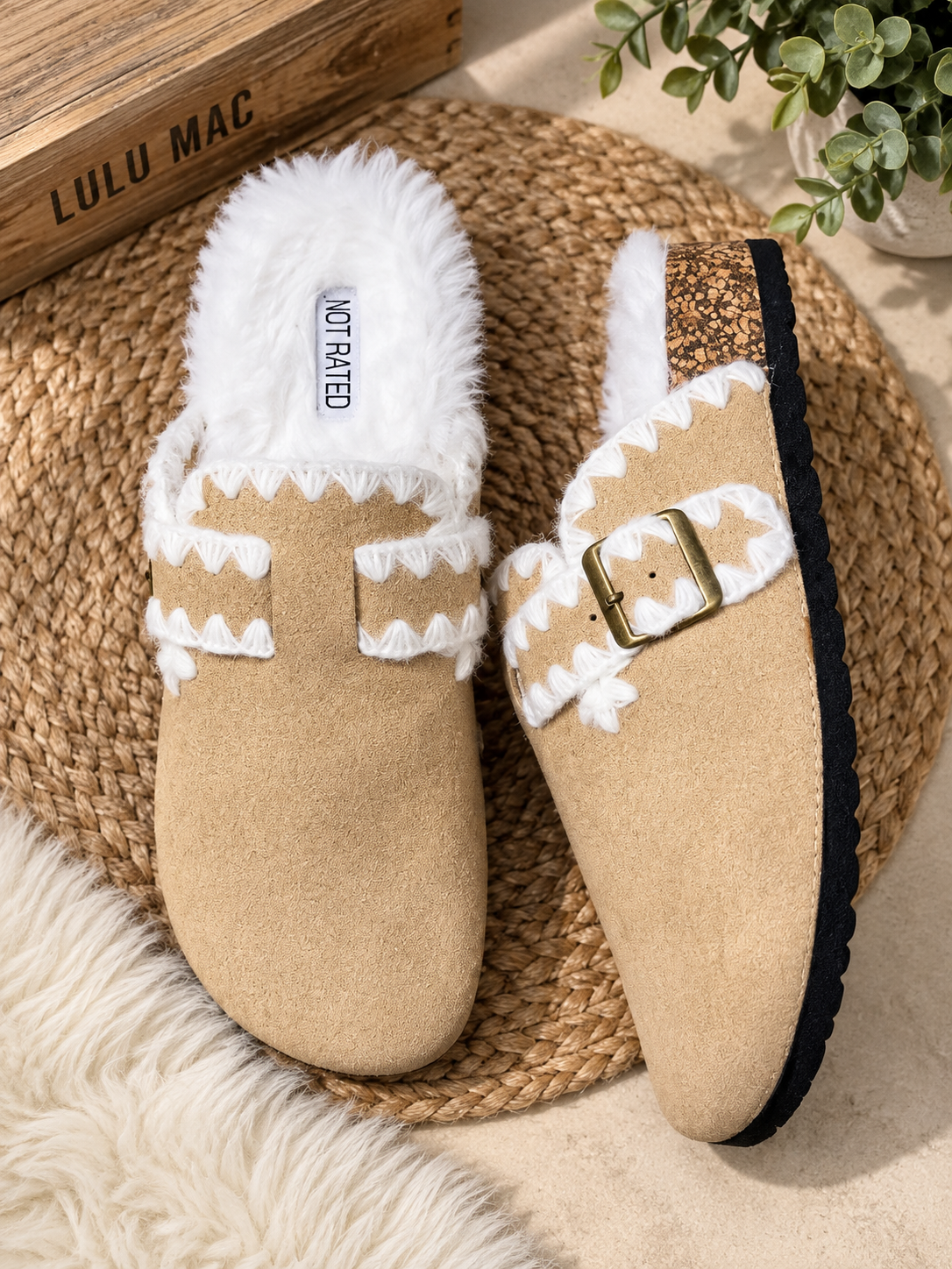 Soft Step Embroidered Mule Clogs in Nude