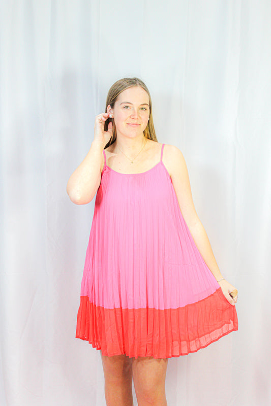 Spaghetti Strap Pleated Dress