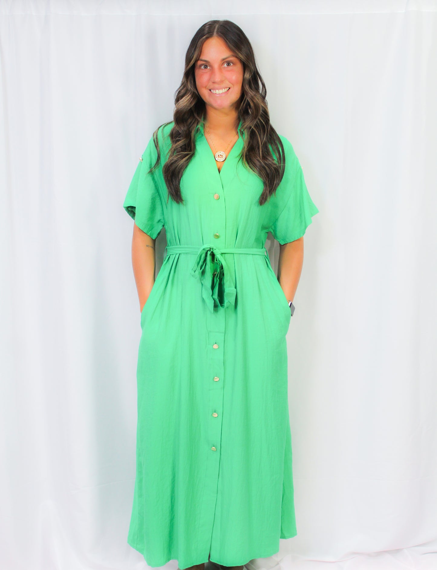 Green Belted Dress