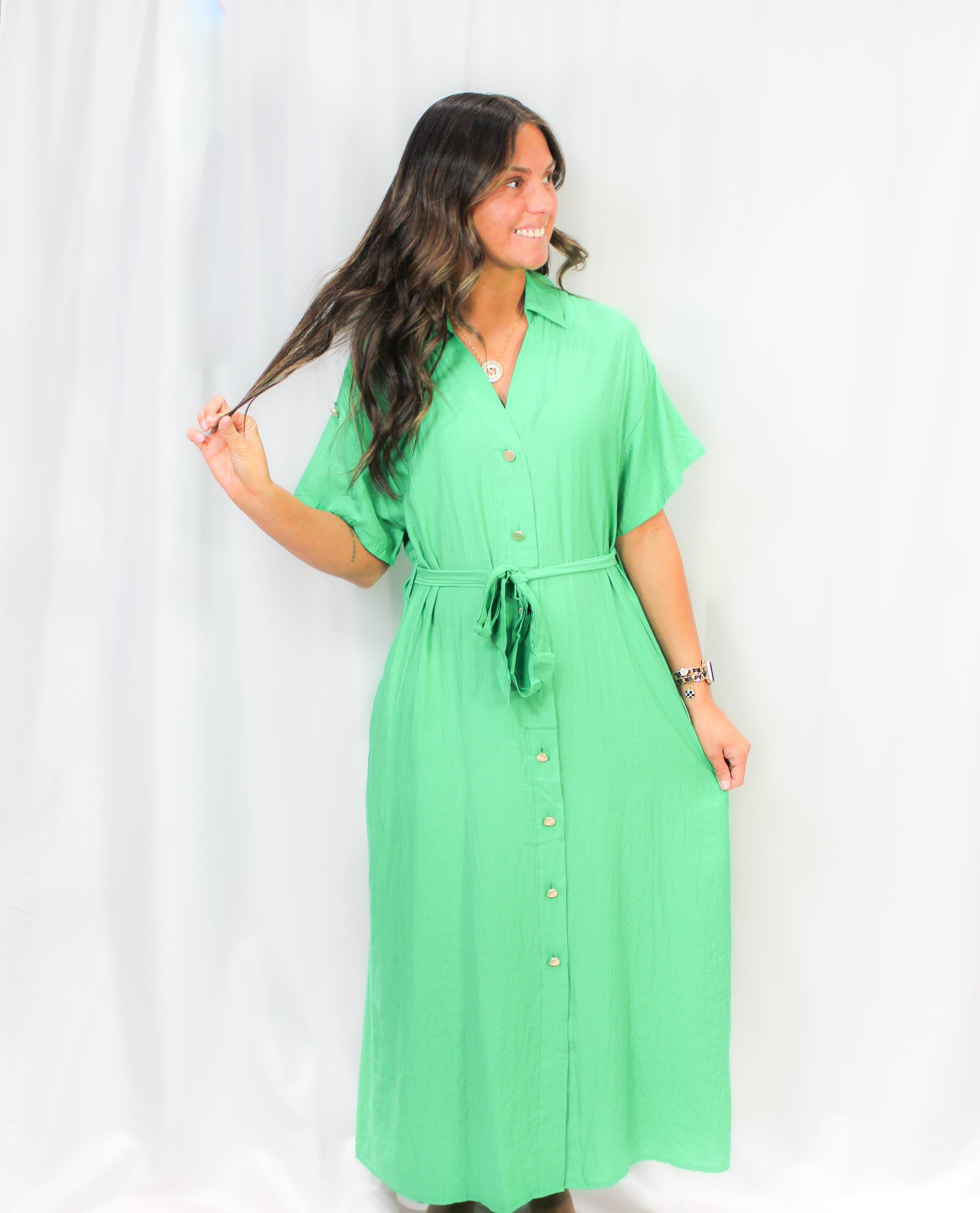 Green Belted Dress