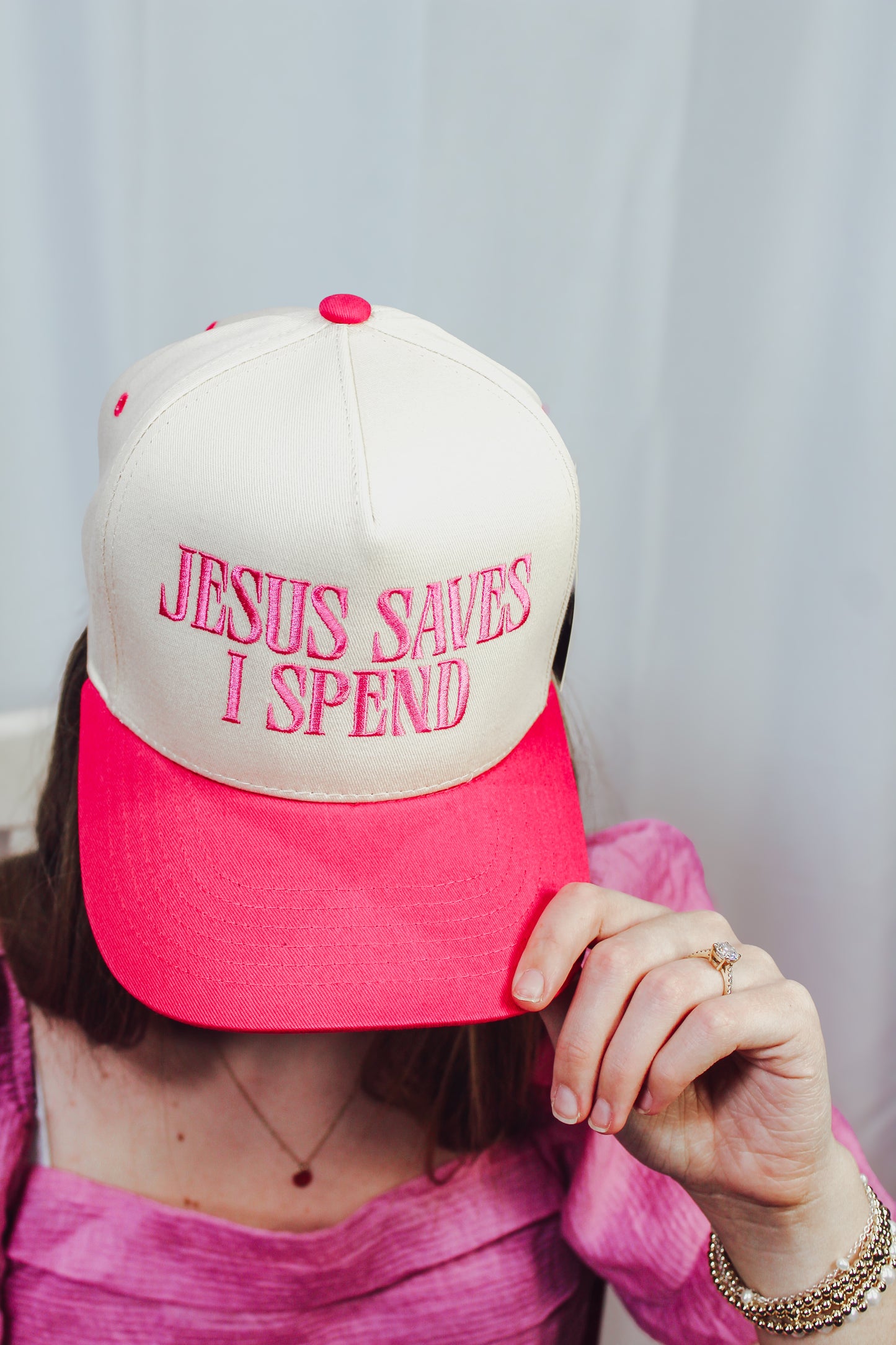 Jesus Saves I Spend Embroidery Trucker Hat