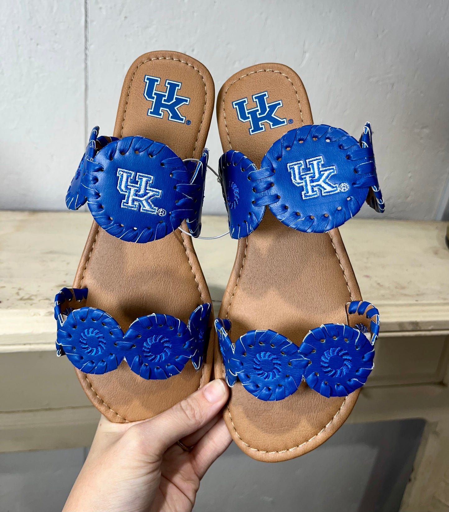 Kentucky Wildcats Ladies Sandals- Double Strap Whipstitch