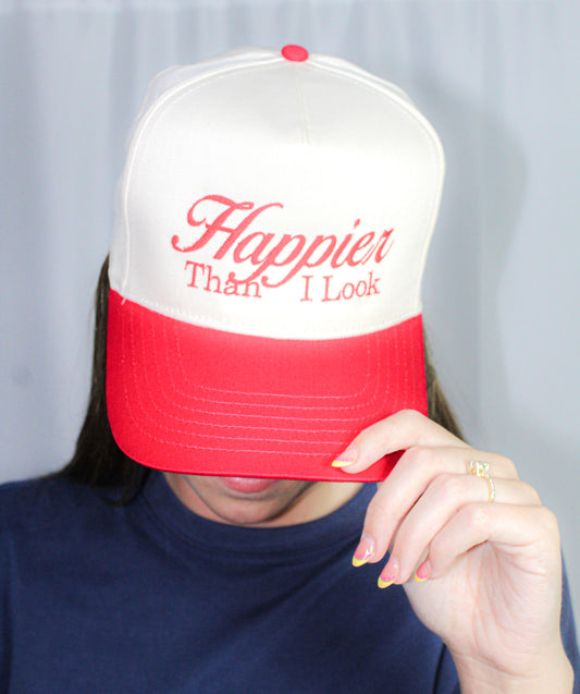 Happier Than I Look Embroidered Cap